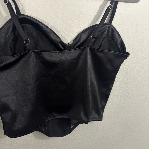 H&M Divided Black Lacy Lingerie Style Strappy Tank Sz L Floral Romantic Flirty - Picture 7 of 8